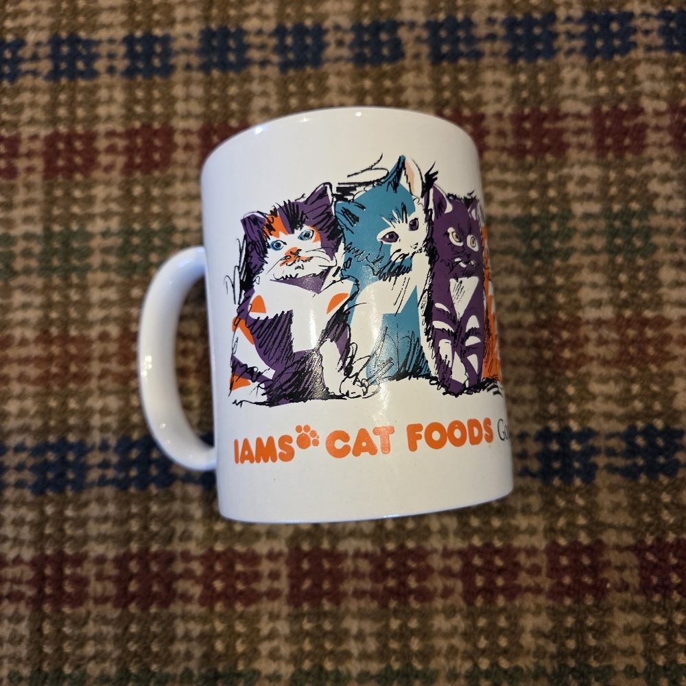 Vintage Iams Cat Foods Good For Life Retro 90s Colorful Handdrawn Kitty Mug